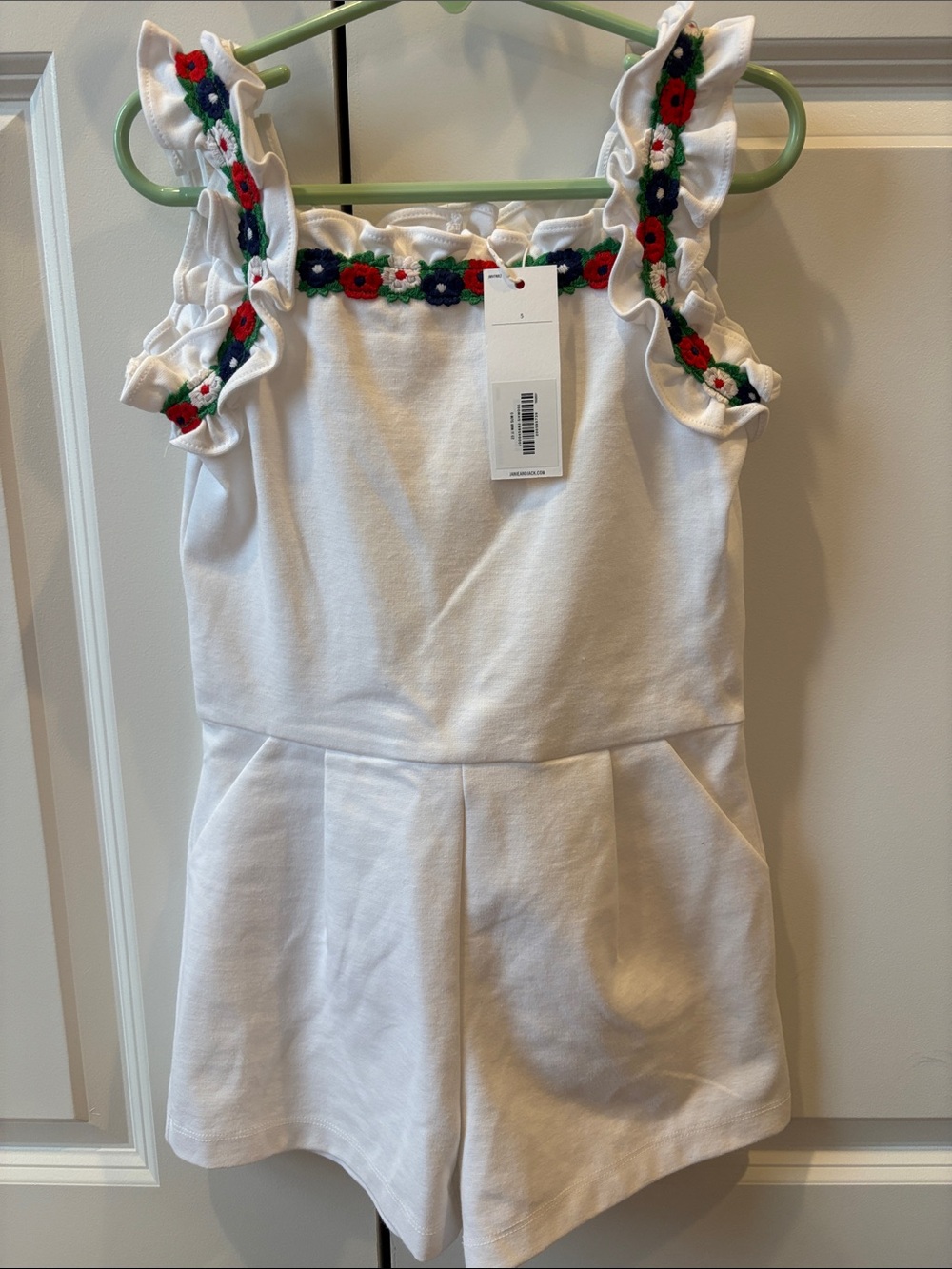 Janie and Jack White Floral Embroidered Ruffle Romper